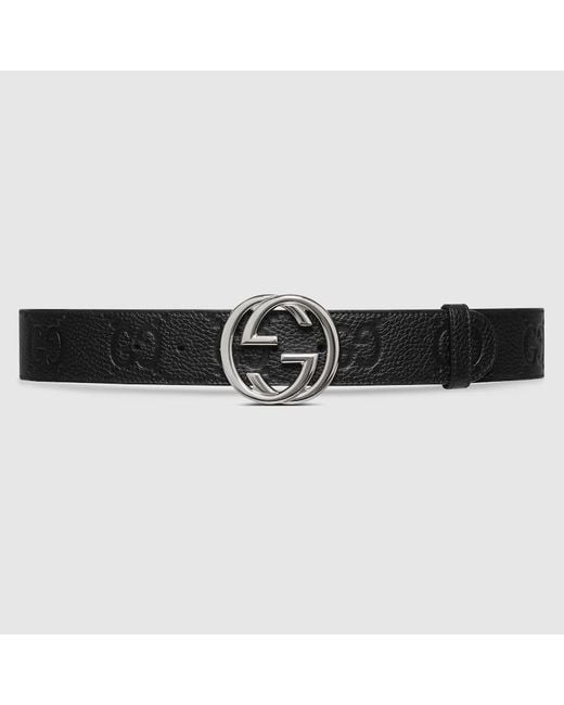 Cintura Larga Con Fibbia Incrocio GG di Gucci in Black da Uomo
