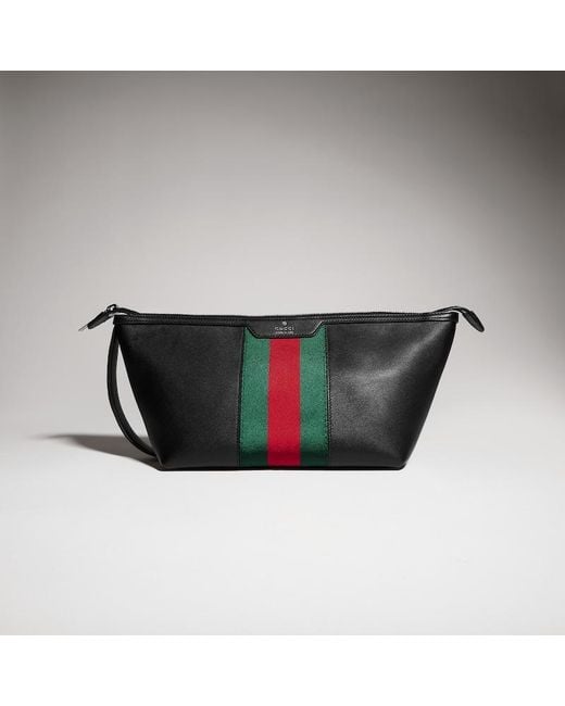 Gucci Black Mega Web Trademark Small Toiletry Case, Leather for men