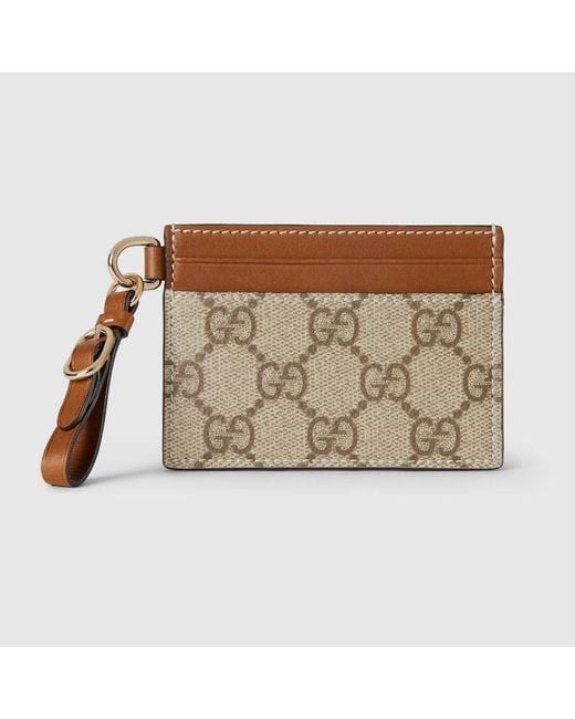 Gucci Brown Gg Emblem Card Case With Strap