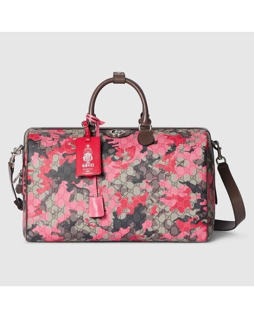 Gucci Red Gg Medium Duffle Bag, Gg Canvas for men