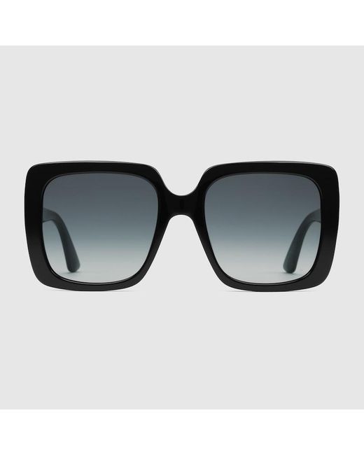 Gucci Black Oversize Rectangular Sunglasses