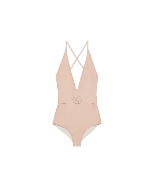 Gucci Natural Sparkling Jersey Swimsuit With Double G