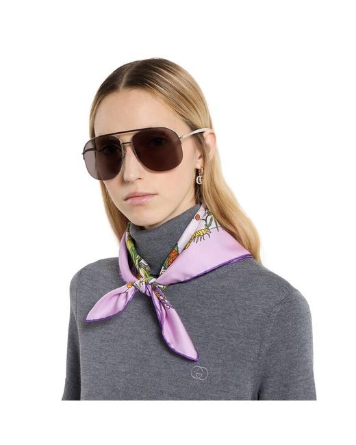 Gucci Purple Printed Silk Carré