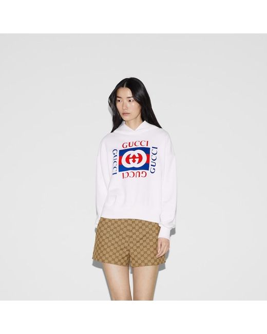 Gucci インターロッキングG コットンジャージー スウェットシャツ, ホワイト, ウェア White