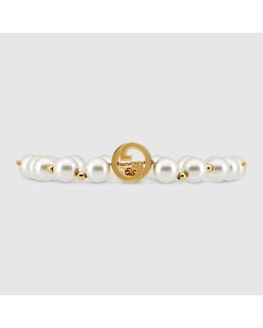 Gucci Metallic Interlocking Pearl Bracelet