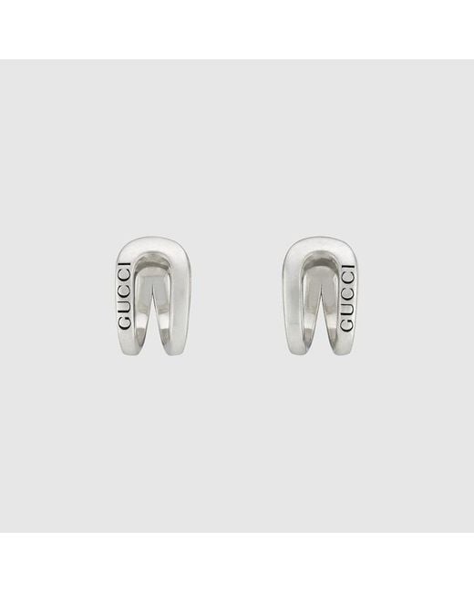 Gucci White Wrapped Horsebit Earrings for men