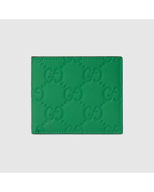 Cartera Bi-fold Efecto Goma con GG Gucci de hombre de color Green