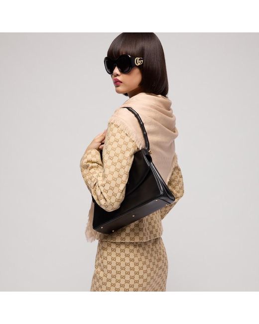 Gucci Natural Gg Wool Silk Jacquard Cape