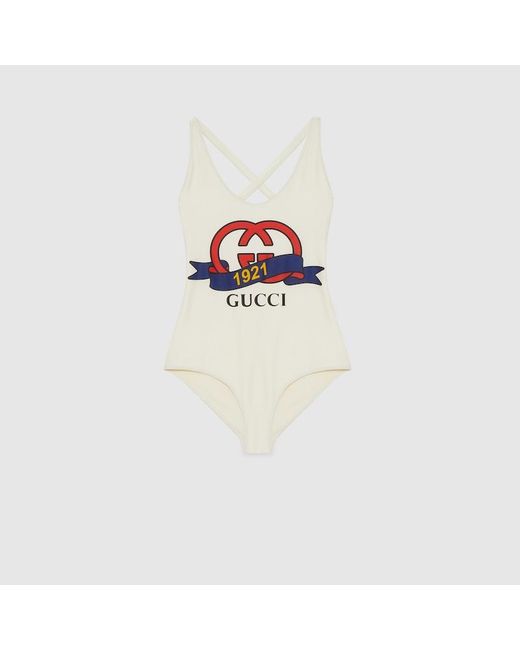 Gucci White Sparkling Jersey Swimsuit
