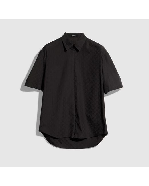 Gucci Black Gg Cotton Poplin Zip Shirt, Size 58, Ready-To-Wear for men