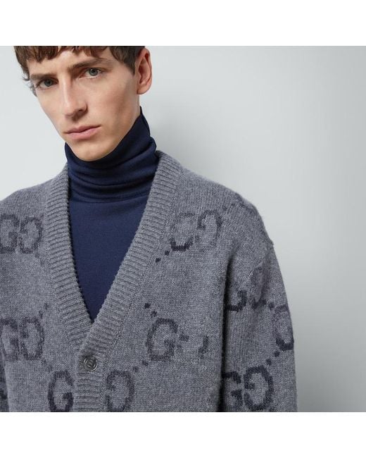 メンズ Gucci GGインターシャ カーディガン Gray