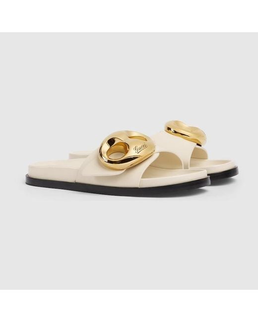Gucci Marina Chain Slide Sandal in Metallic | Lyst
