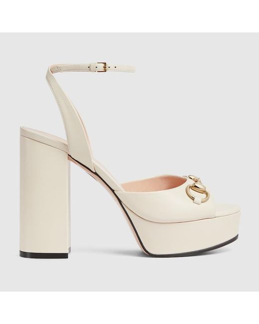 Sandalia Plataforma Con Horsebit Para Mujer, Talla Gucci de color White