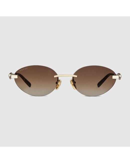 Gucci Brown Frameless Oval Sunglasses