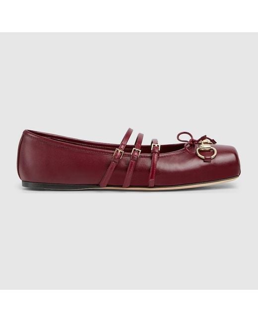Gucci Red Horsebit Damenballerina, Grösse