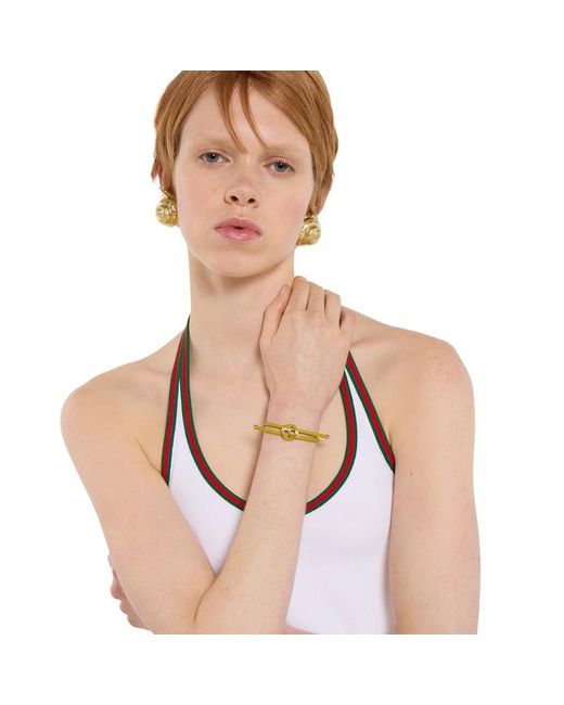 Bracciale Con Incrocio Gg Tondo Smaltato di Gucci in Yellow