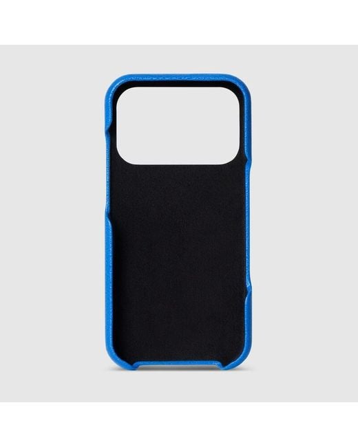 Gucci Blue Case For Iphone 17 Pro, Leather