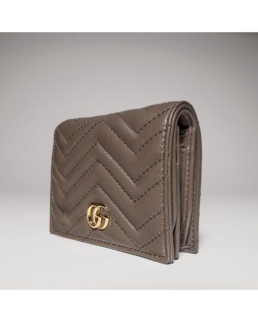 Gucci Metallic Gg Marmont Small Wallet, Leather