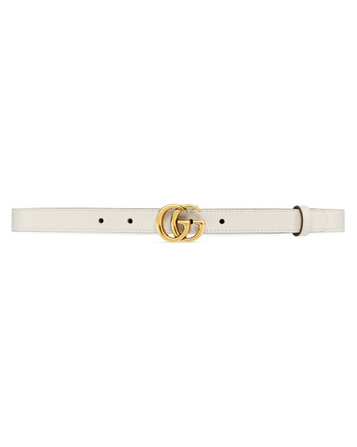 gg marmont thin leather belt with shiny buckle