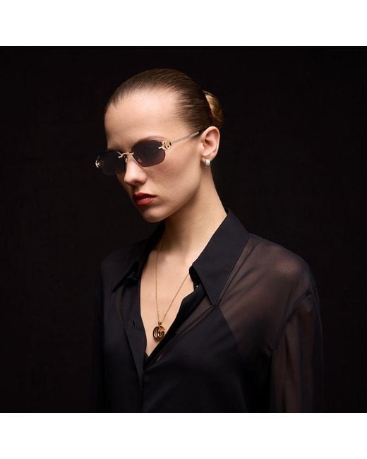 Gucci Brown Rectangular-Frame Sunglasses