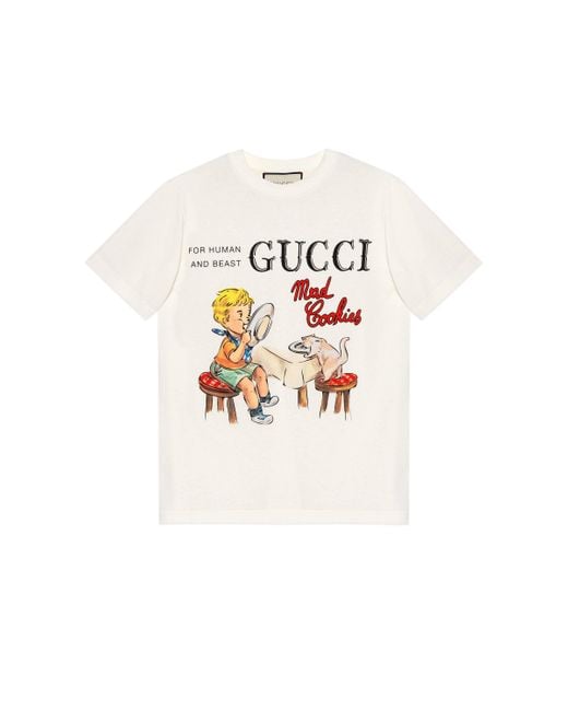 Gucci White 'mad Cookies' Print T-shirt