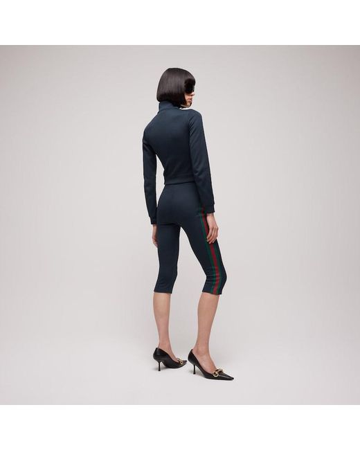 Gucci Blue Rib Cotton Jersey Pants With Web