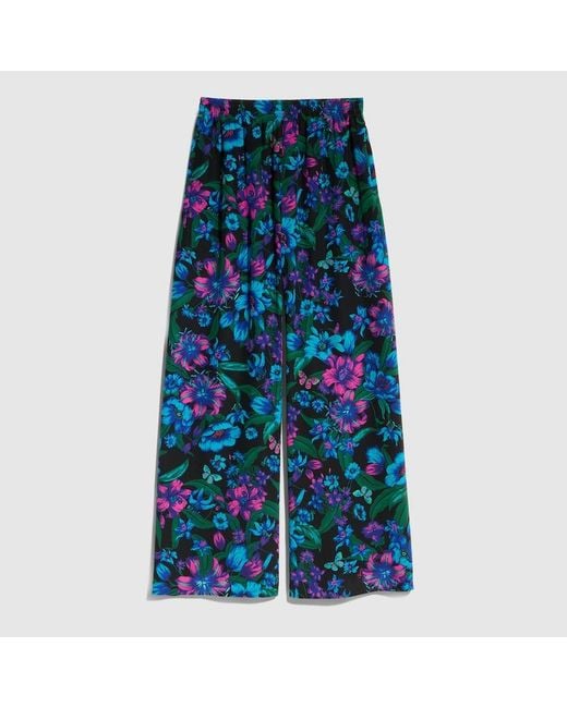 Gucci Blue Printed Silk Leisure Pants