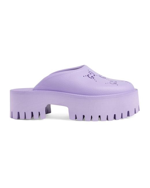 Gucci Purple Platform Perforated G Sandal