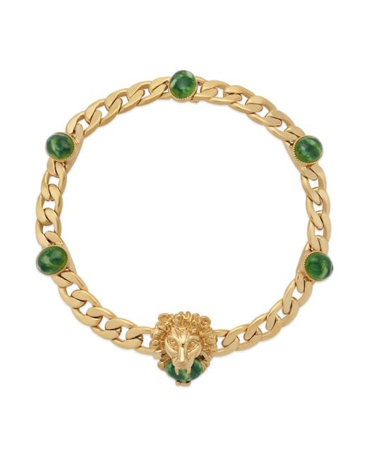 Gucci Metallic Lion Head Chain Choker Necklace