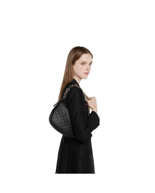 Gucci Black Gg Emblem Medium Shoulder Bag