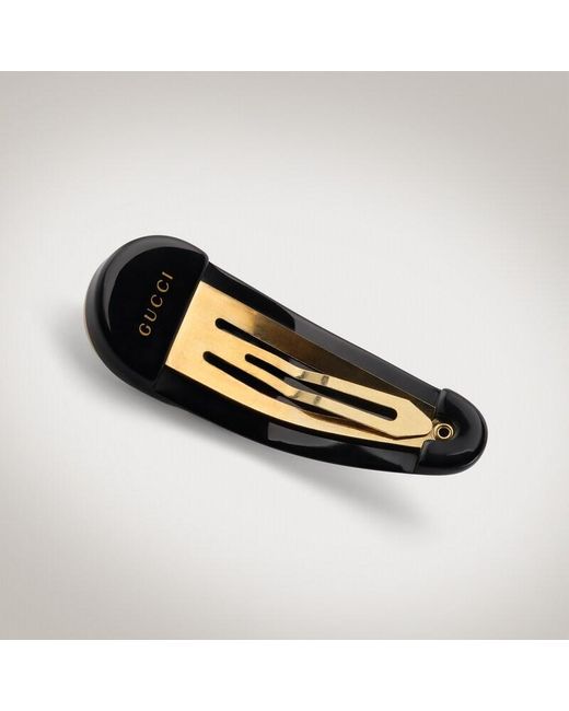 Gucci Black Hair Clip With Double G, Resin