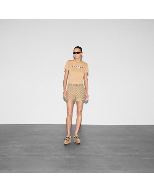 Gucci Natural Cotton Jersey T-shirt With Print