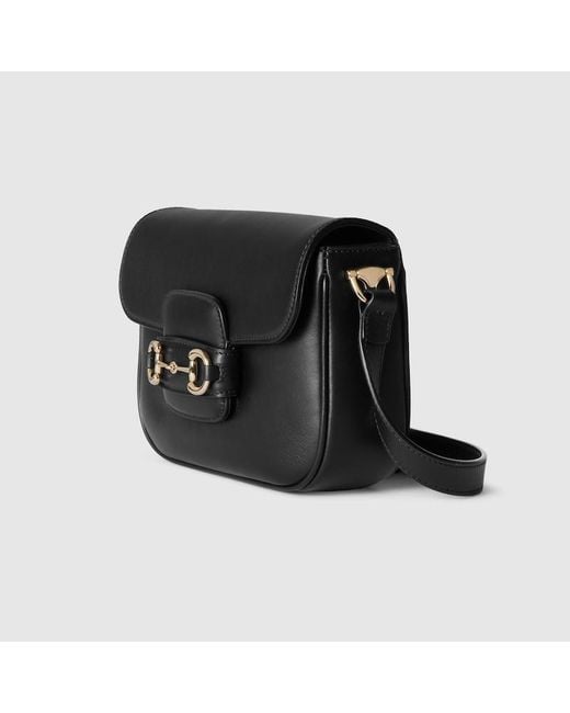Gucci 〔グッチ ホースビット 1955 ソフト〕スモール ショルダーバッグ, ブラック, レザー Black
