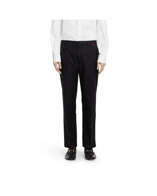 Gucci Black Cotton Canvas Pant With Web Detail for men