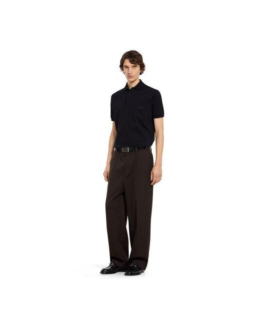 Gucci Black Cotton Piquet Polo Shirt With Embroidery for men