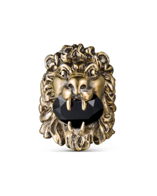 Gucci Black Lion Head Ring With Swarovski for men
