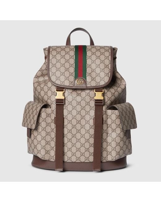 Gucci Brown Ophidia Large Backpack, Gg Canvas for men
