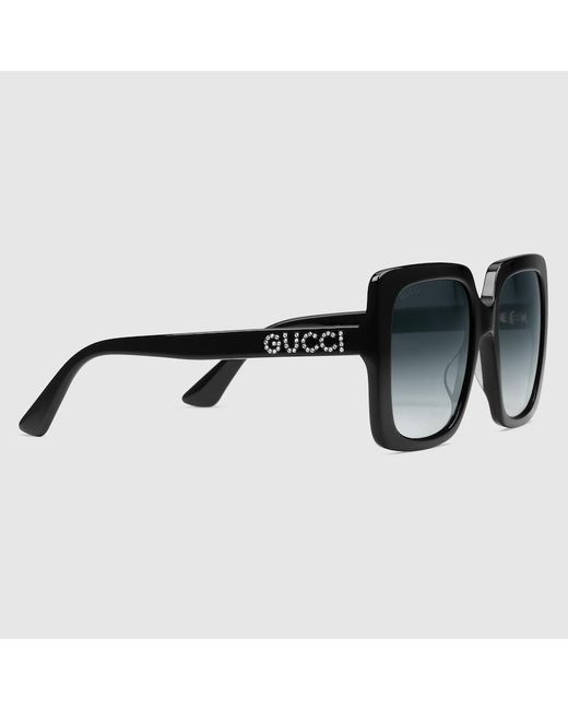 Gucci Black Oversize Rectangular Sunglasses