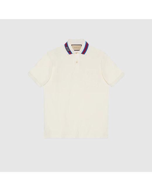 Gucci Poloshirt Aus Baumwoll-Piqué Mit Square GG in White für Herren