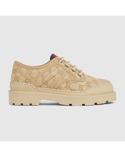 Gucci Natural Lace-Up Shoe With Web