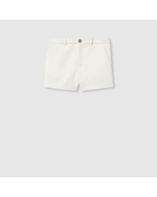Gucci White Shorts Aus Baumwoll-Bouclé, Größe