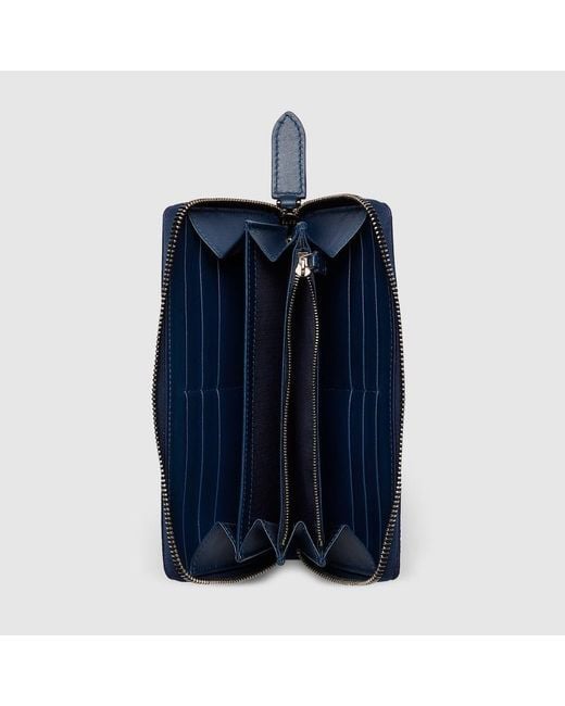 Gucci Blue Gg Zip Around Wallet With Print for men