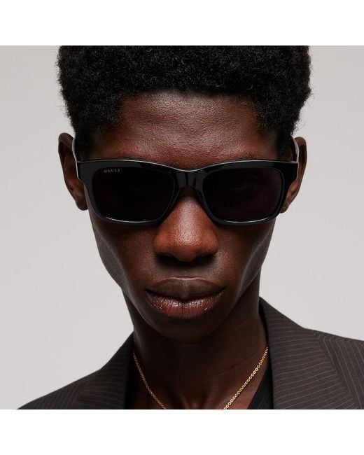Gucci Black Rectangular-Frame Sunglasses for men