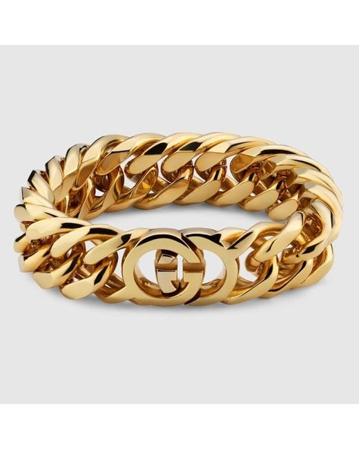 Gucci Metallic Interlocking Kettenarmband, Größe
