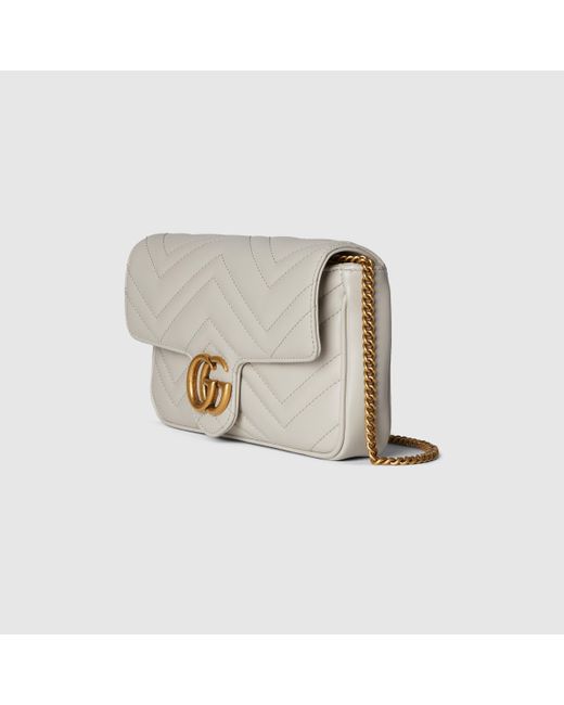 Gucci 〔GGマーモント〕ミニバッグ, グレー, Leather Natural