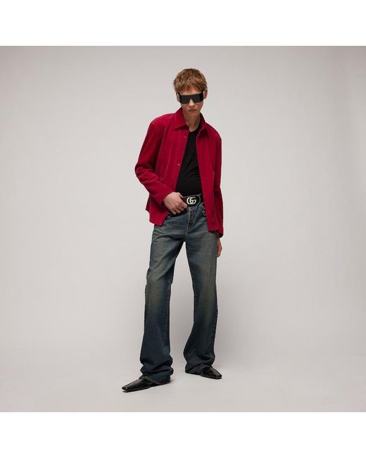 Gucci Red Cotton Corduroy Shirt