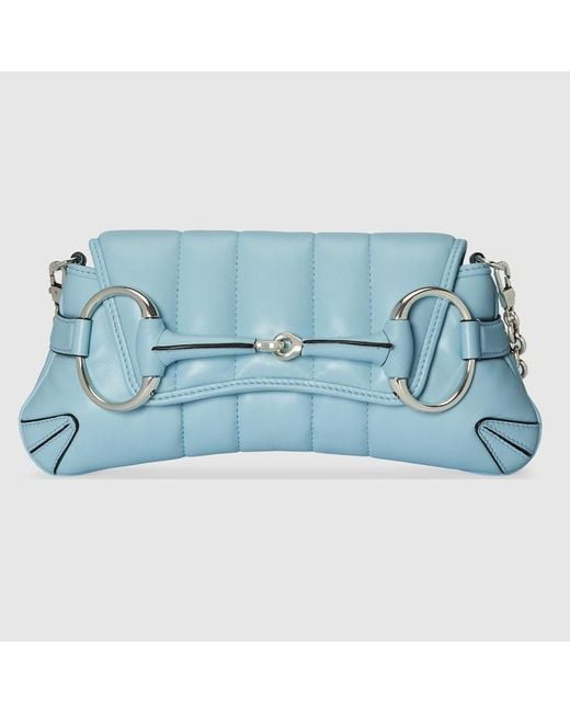 Bolso de Hombro Horsebit Chain Pequeño Gucci de color Blue