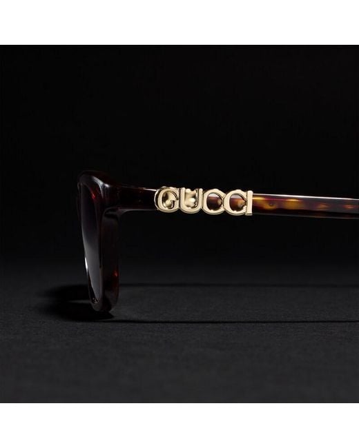 Gucci Brown Rectangular-Frame Sunglasses
