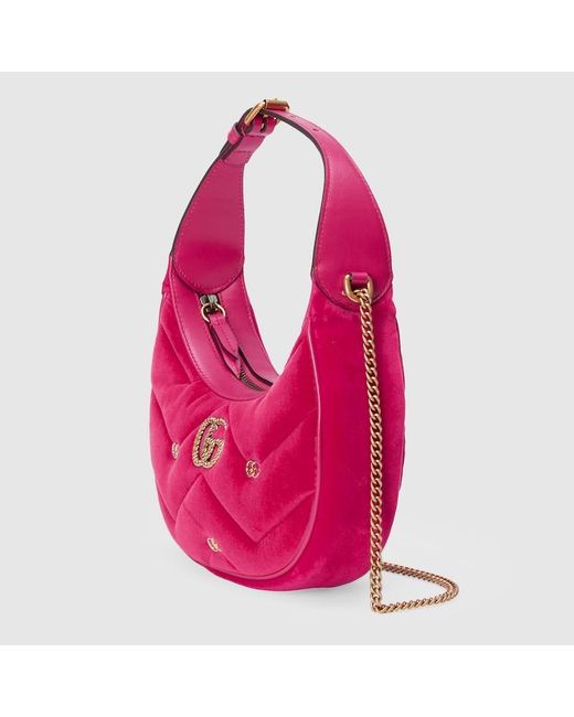 Gucci GG Marmont Half-moon-shaped Mini Bag in Pink | Lyst Gucci GG Marmont Half-moon-shaped Mini Bag in Pink | Lyst