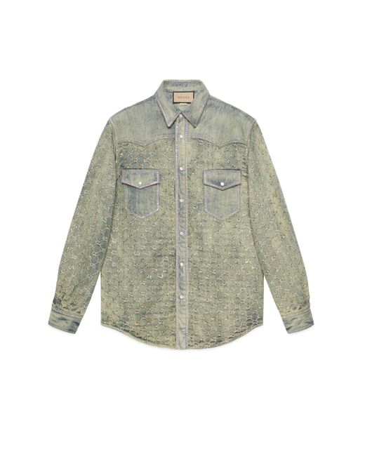 Gucci GG Jacquard Denim Shirt With 